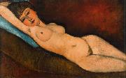 Reclining Nude on a Blue Cushion (mk39) Amedeo Modigliani